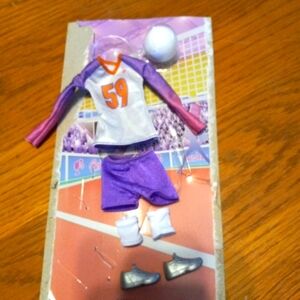 Purple and White Volley Ball Sports Doll Outfit